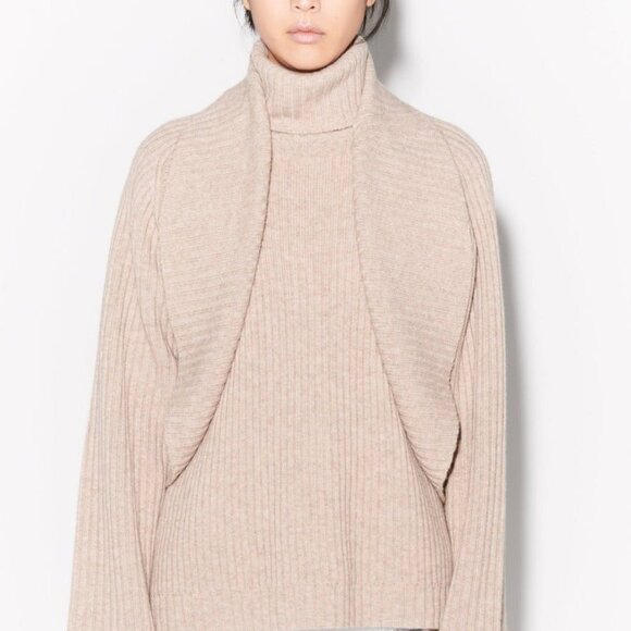 NWT Sz S Barbara Bui Oatmeal Two Piece Ribbed Sleeveless Turtleneck Card… - Picture 1 of 11